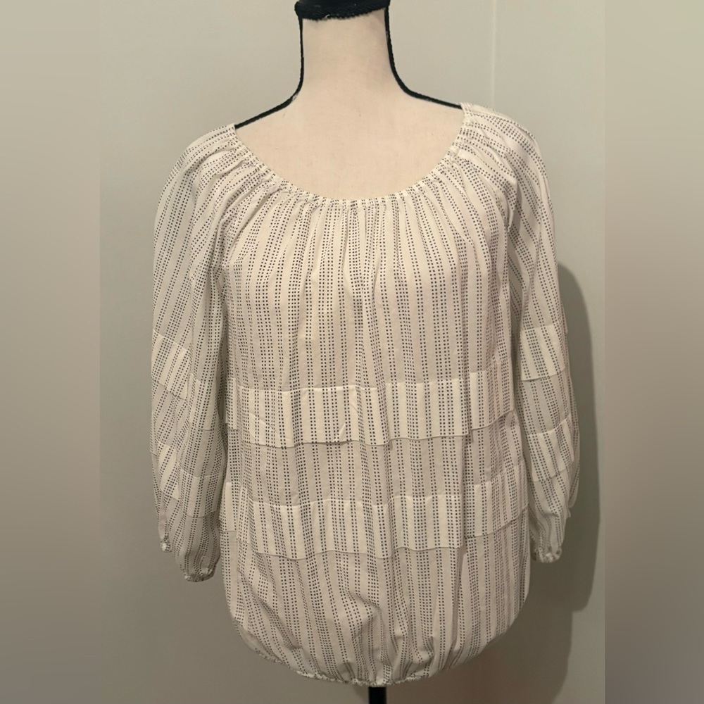 Gap Tiered Top Women’s Size Small White with Black Dot Print 100% Cotton